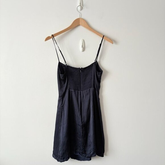 Aritzia Wilfred Skye Satin Mini Dress Navy Blue Size 4 - Picture 4 of 6